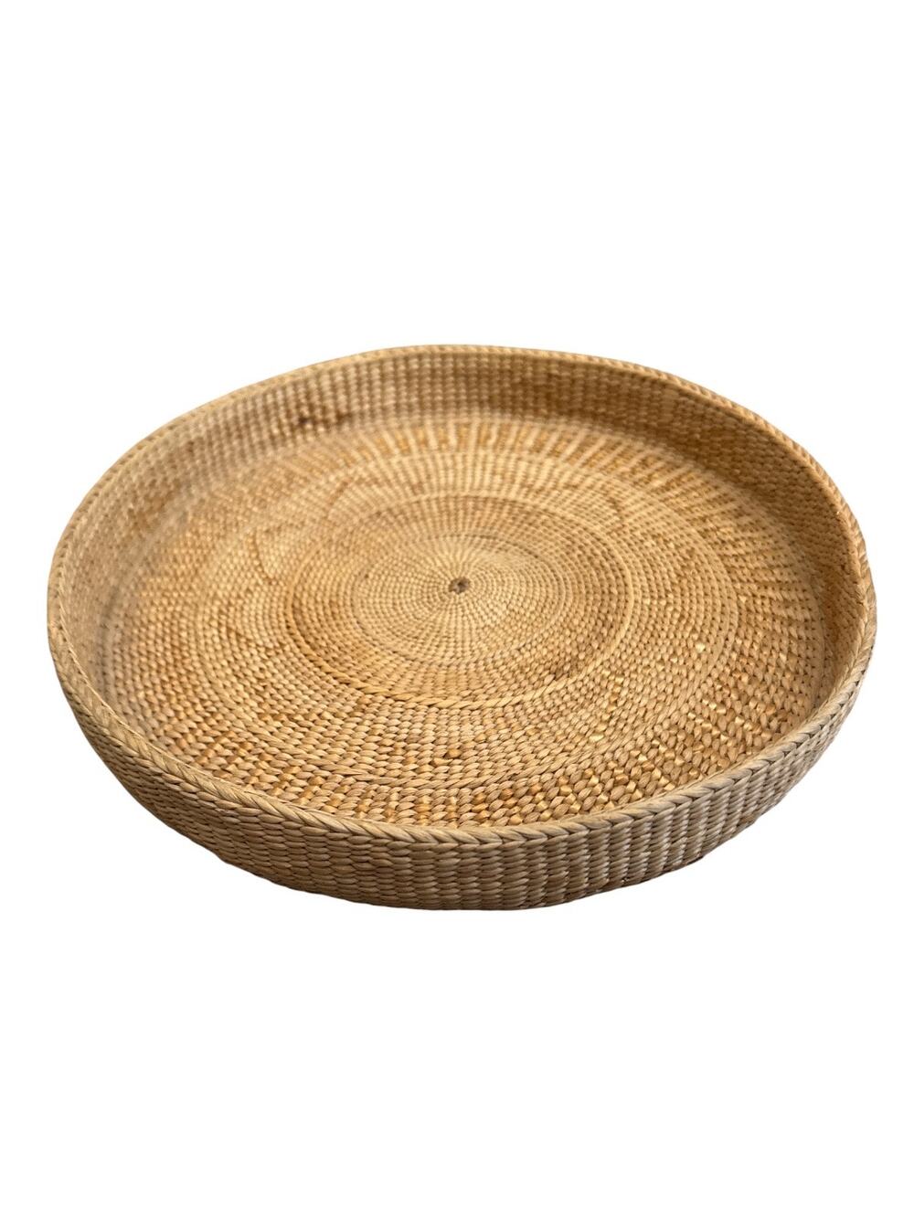Hand Woven Grass Raised Soft 1” Side Circular 11.5” Basket